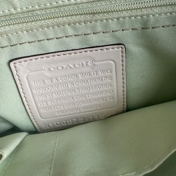 Coach Tan and Green Satchel with Bow Accent - Picture 6 of 10